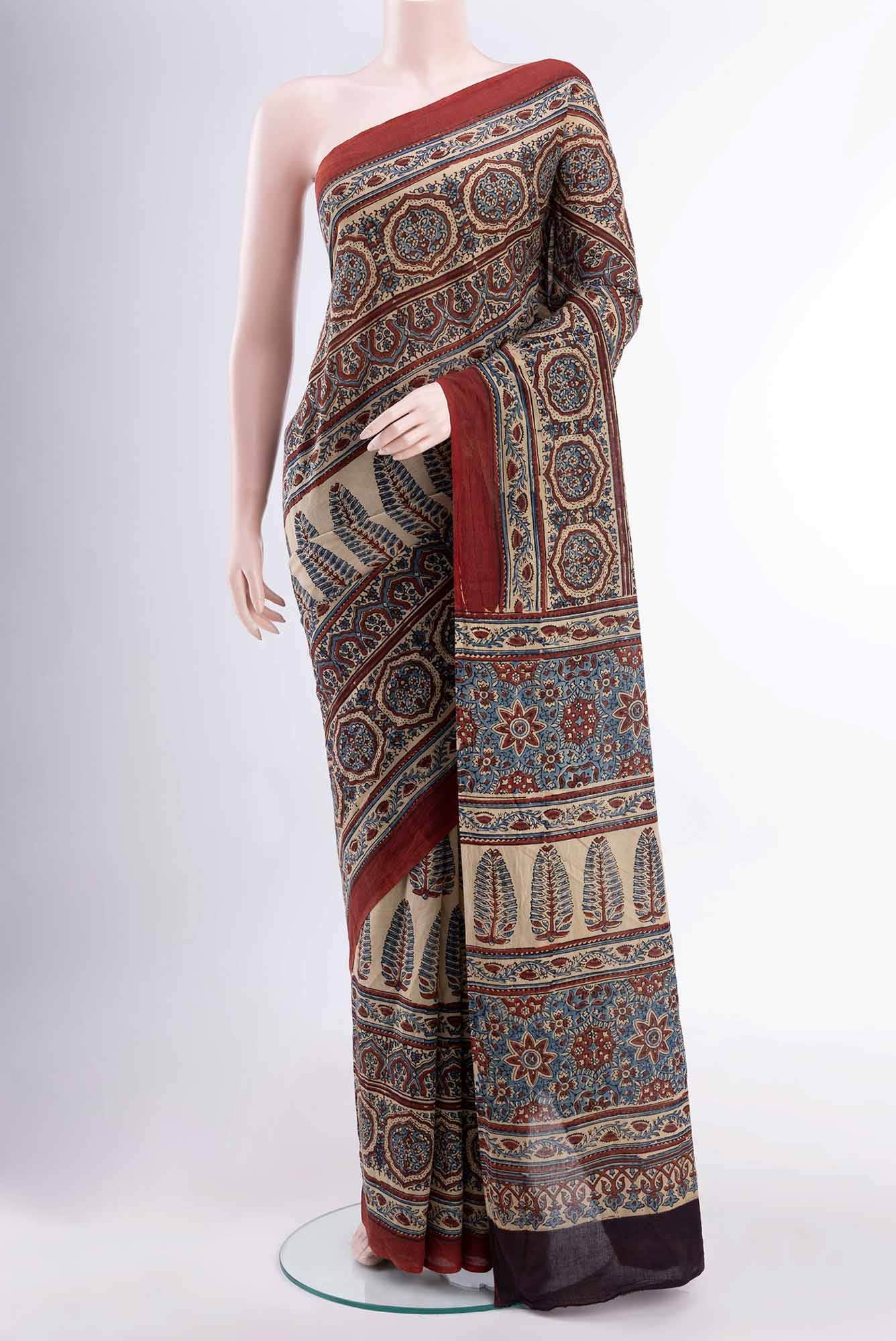 Beige Cotton Saree