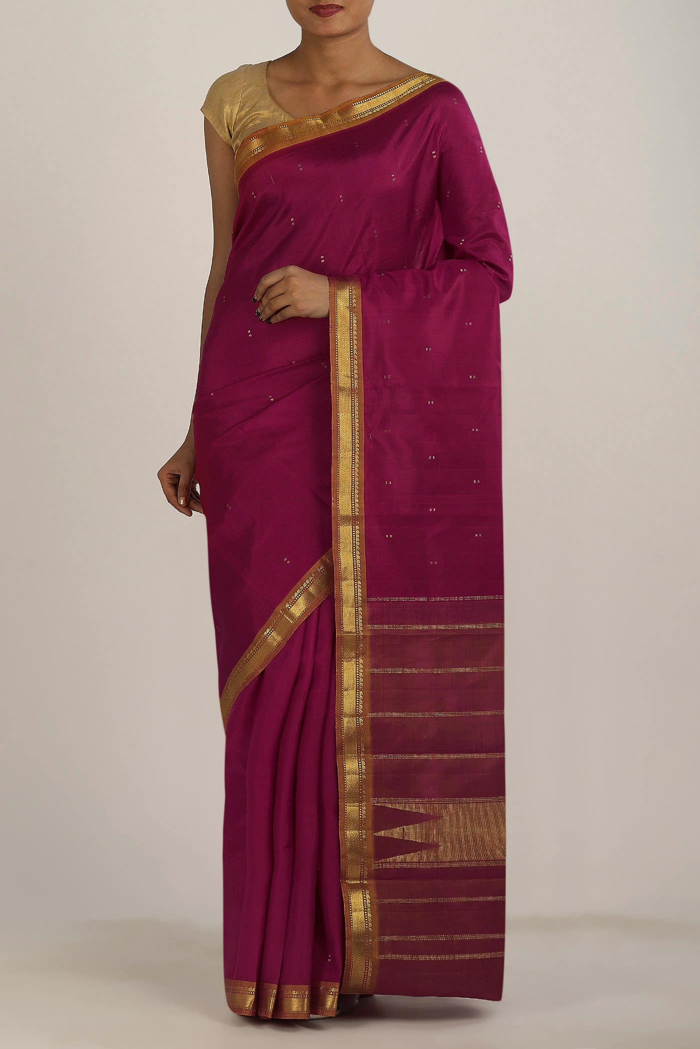 Dark Pink Kanchipuram Silk Saree