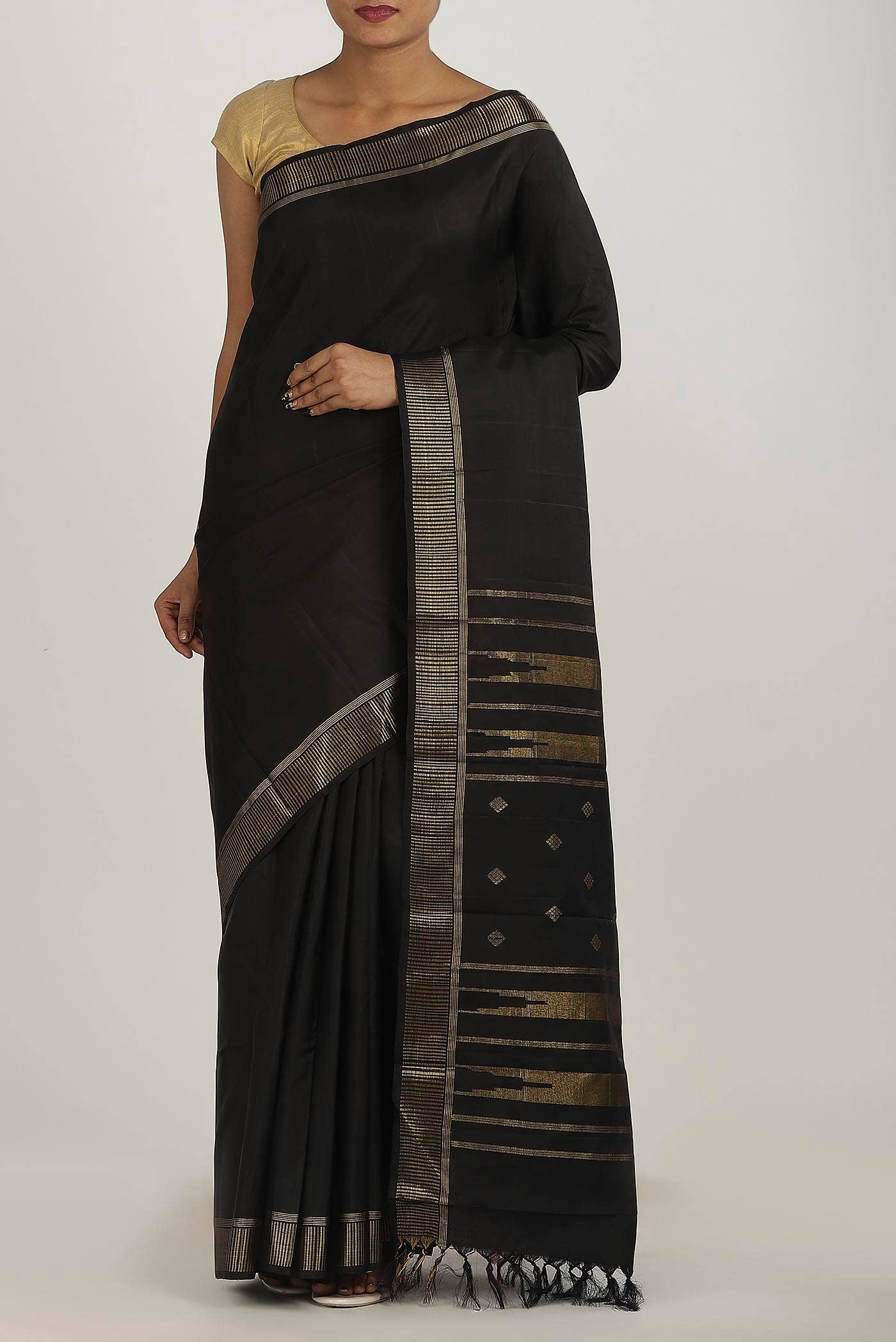 Black Kanchipuram Silk Saree