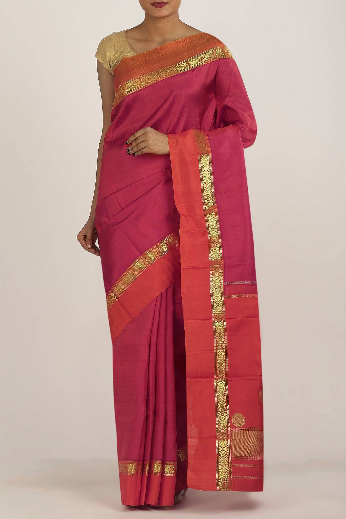 Dark Pink Kanchipuram Silk Saree