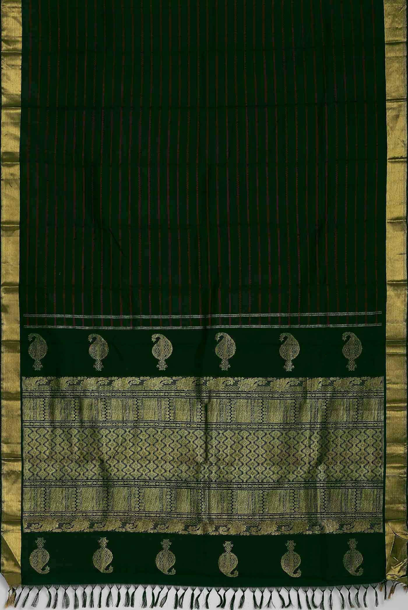Bottle Green Kanchipuram Silk Saree