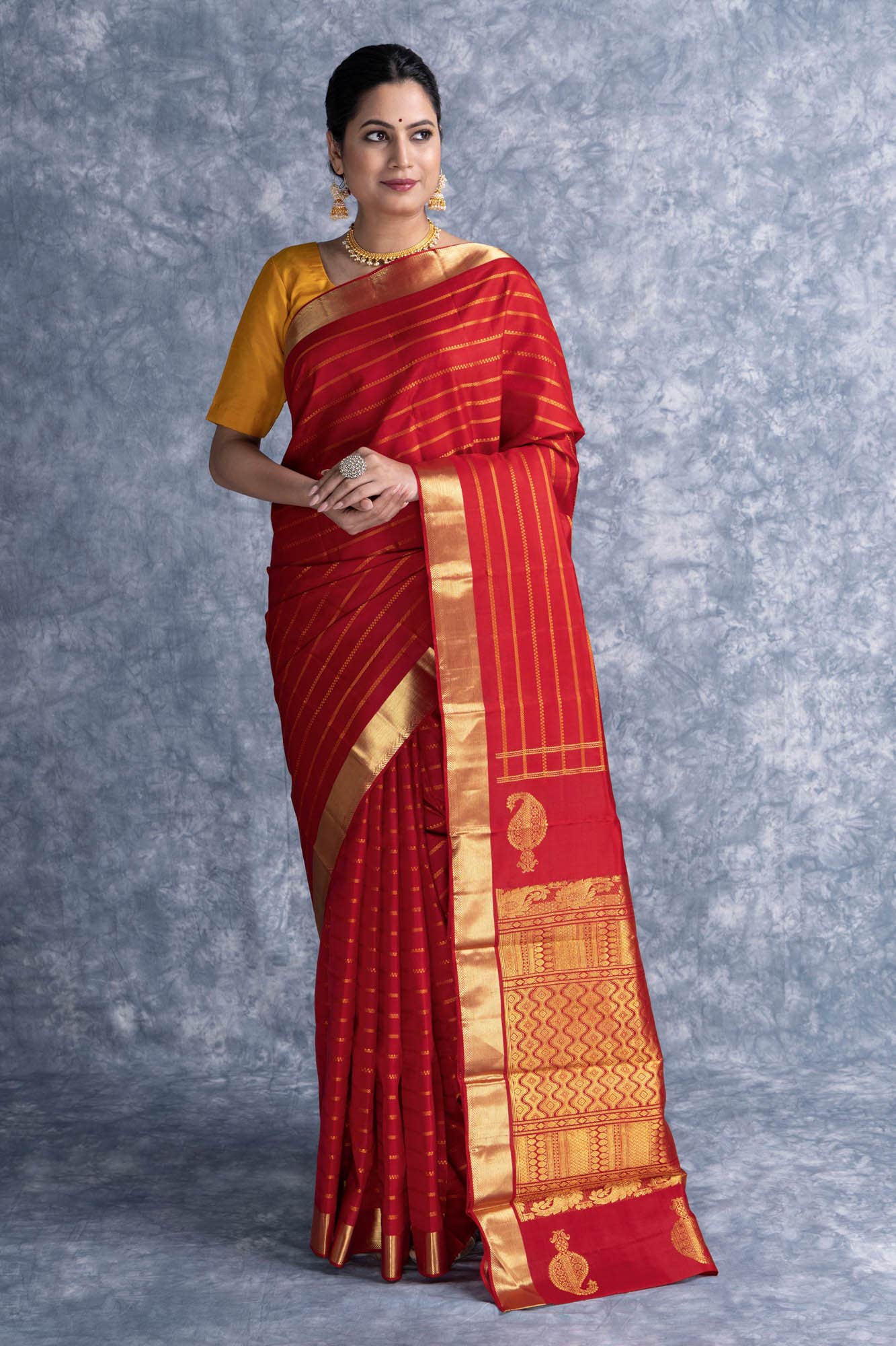 Pure Silk Pure Zari Deep Red Kanchipuram Saree