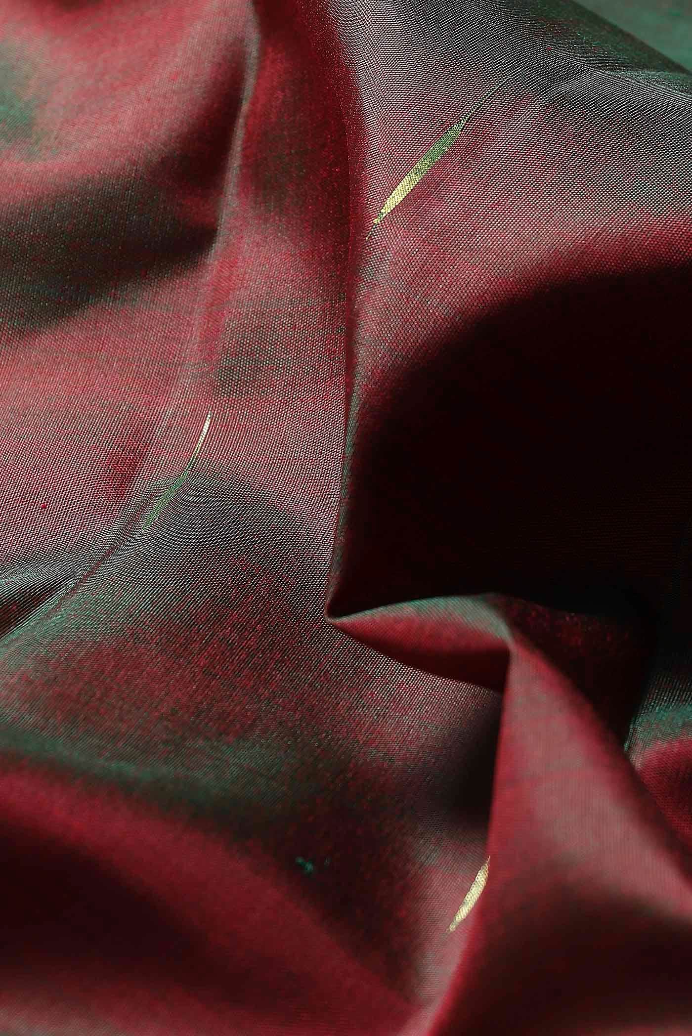 Pure Silk Pure Zari Green with Red Dual Tone Kanchipuram Saree