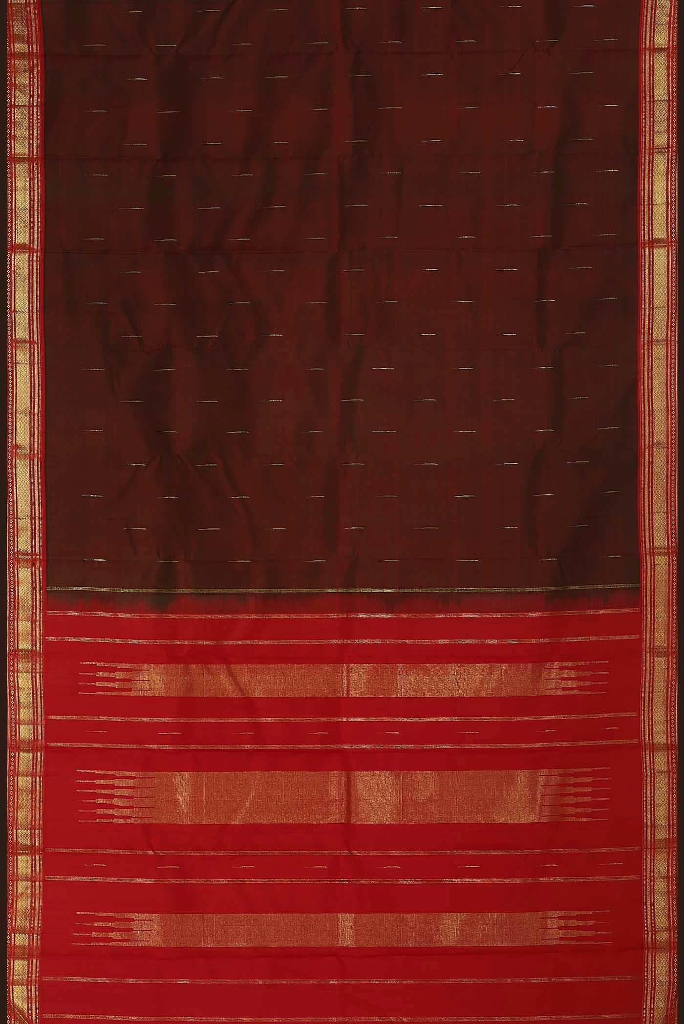 Pure Silk Pure Zari Green with Red Dual Tone Kanchipuram Saree