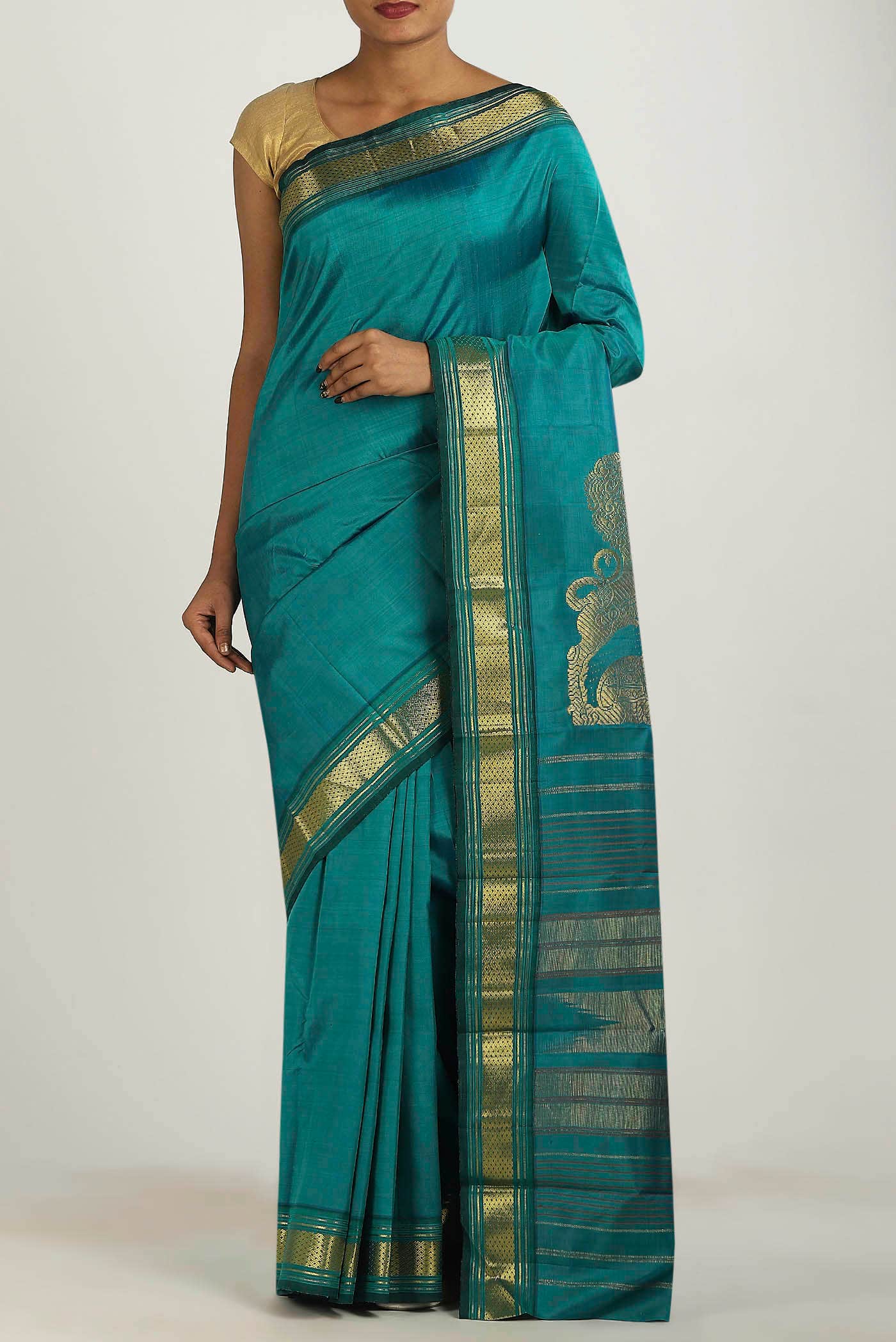 Blue Kanchipuram Silk Saree
