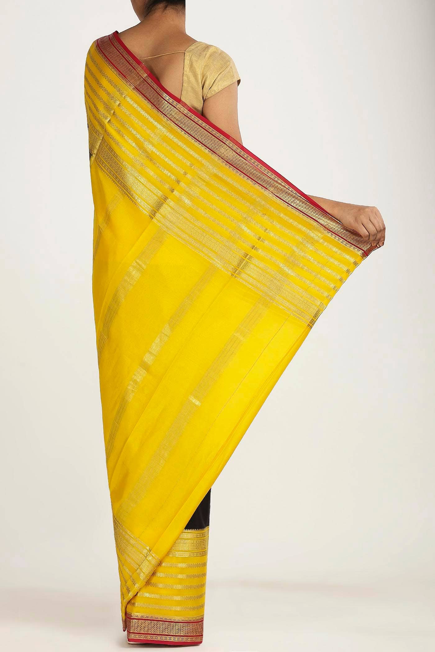 Black Mysore Crepe Saree