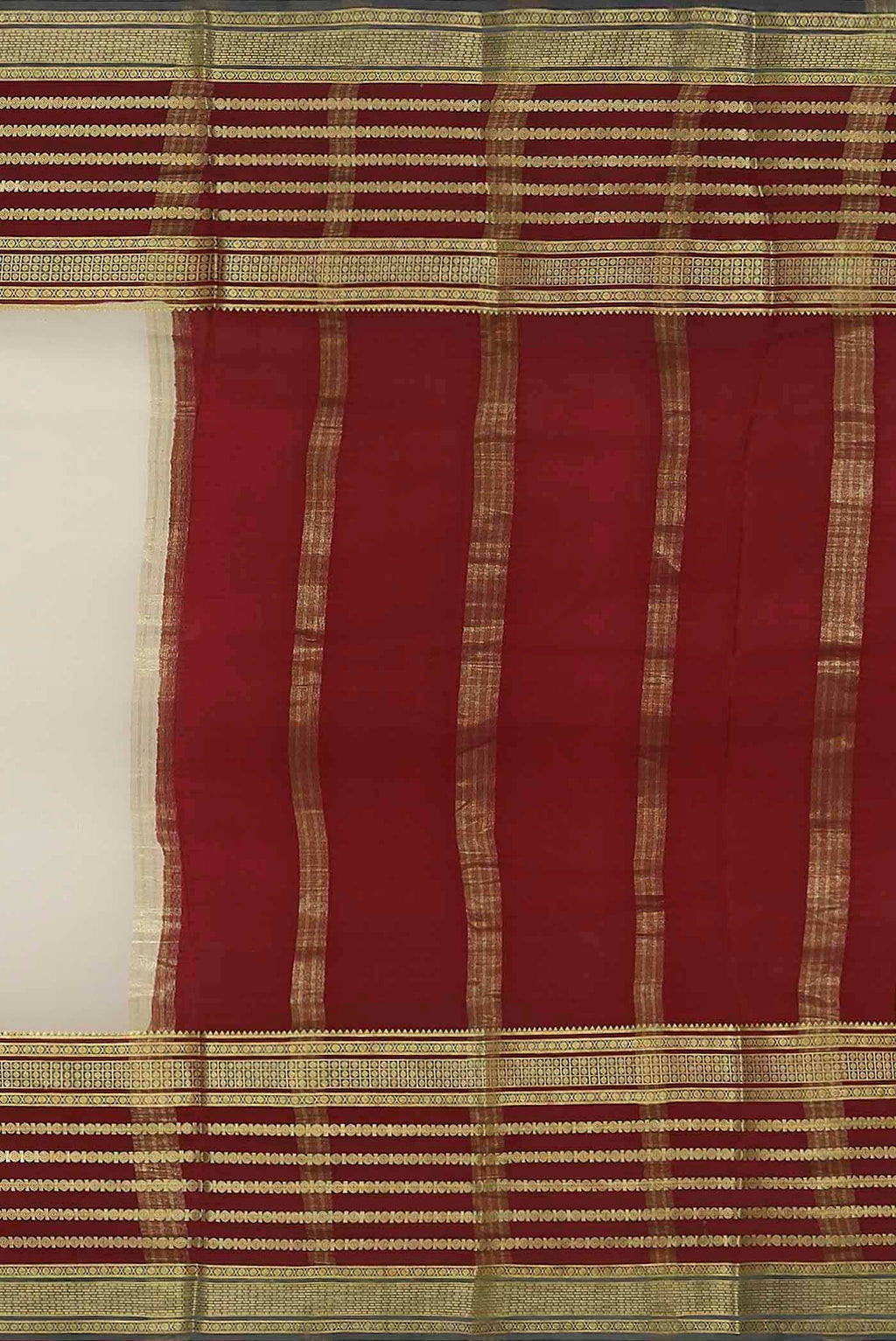 Cream Mysore Crepe Saree