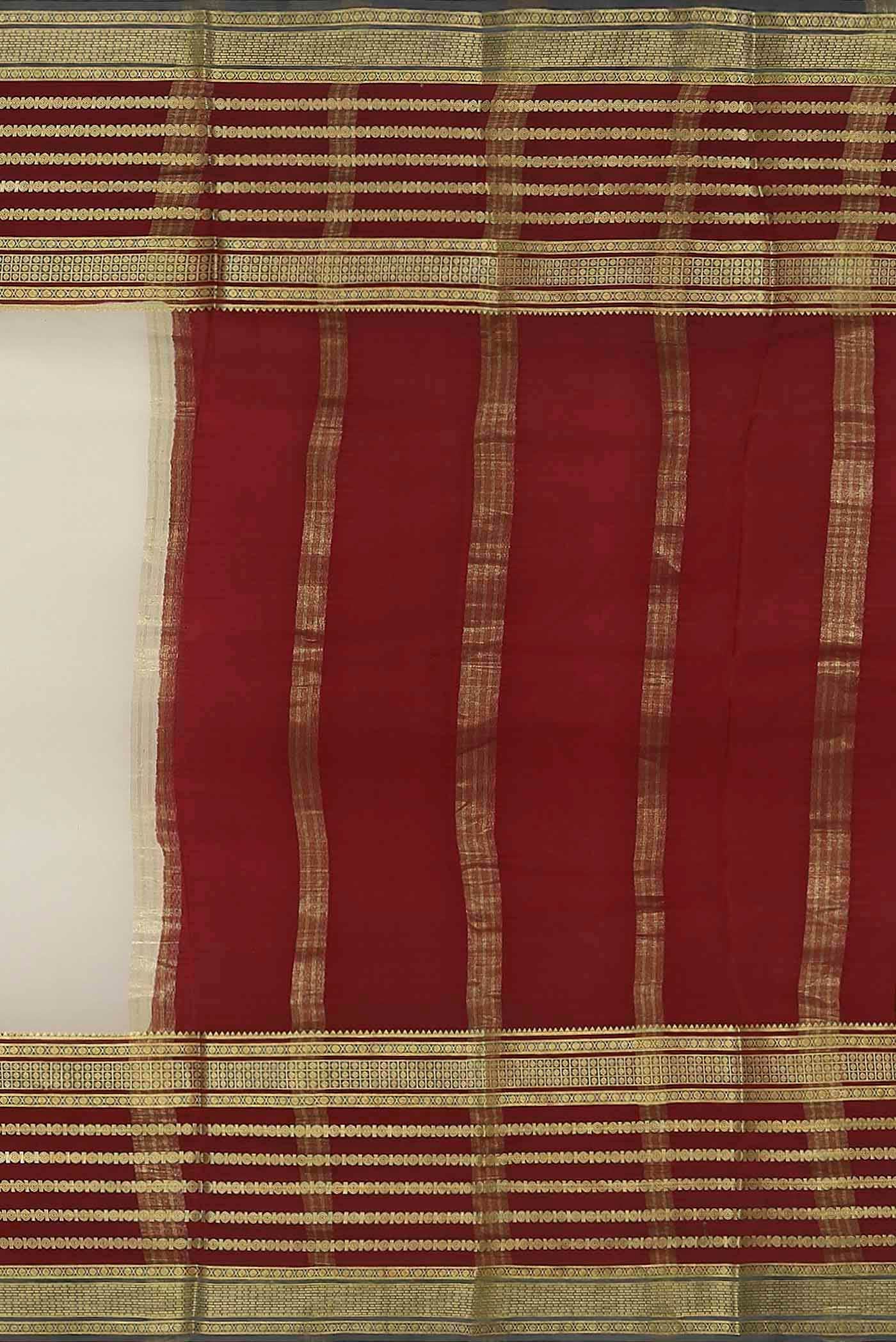 Cream Mysore Crepe Saree