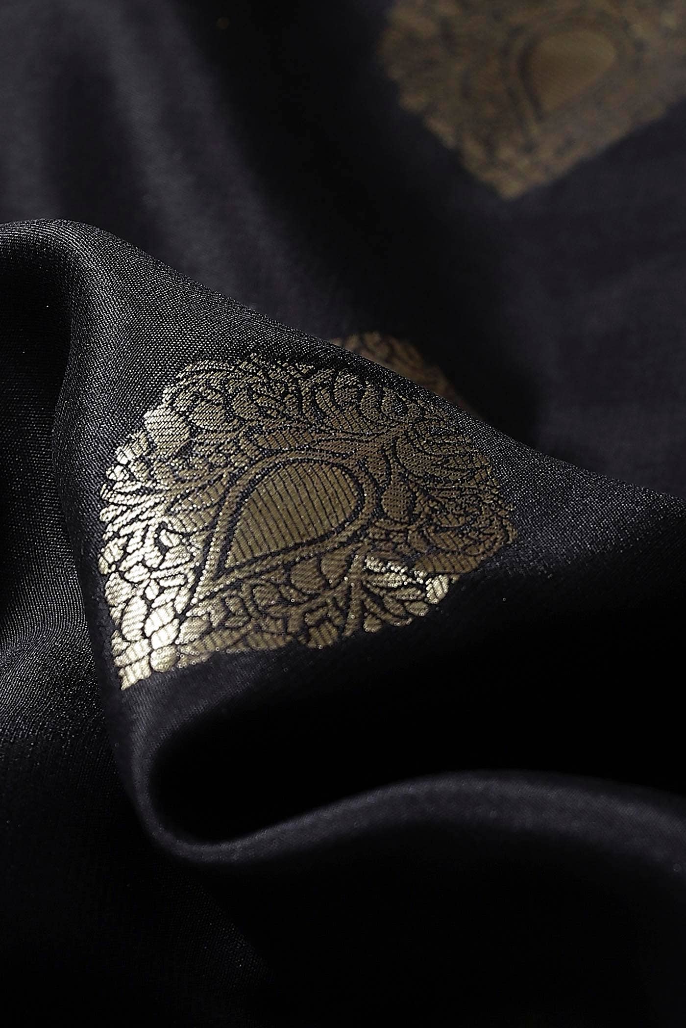 Black Mysore Crepe Saree