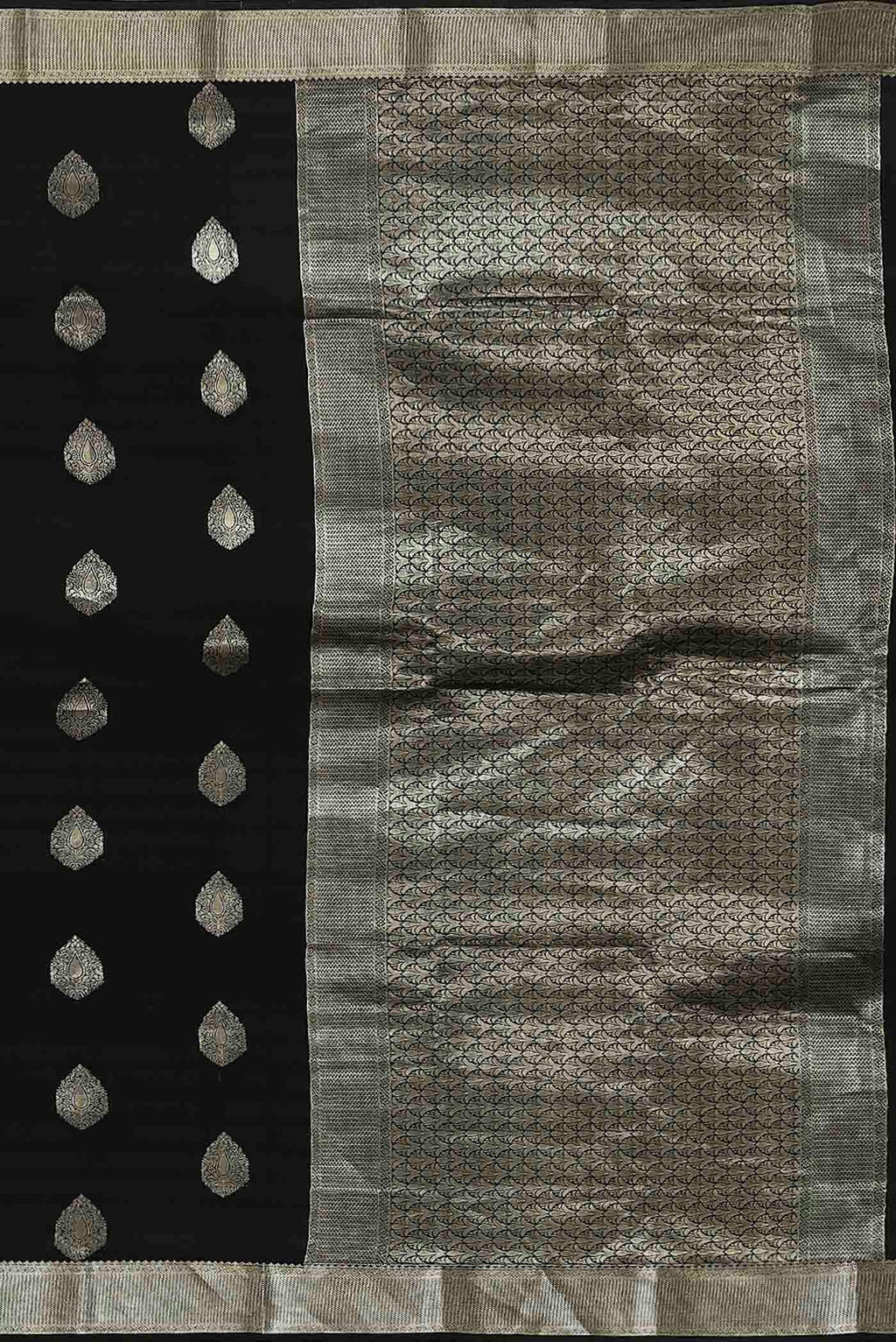 Black Mysore Crepe Saree