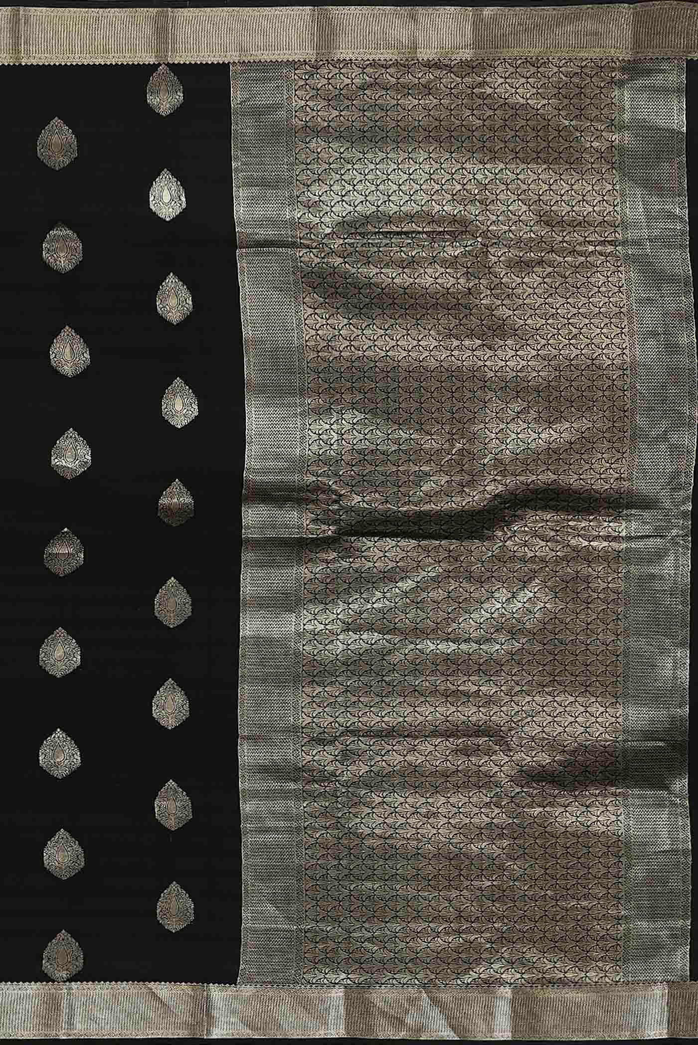 Black Mysore Crepe Saree