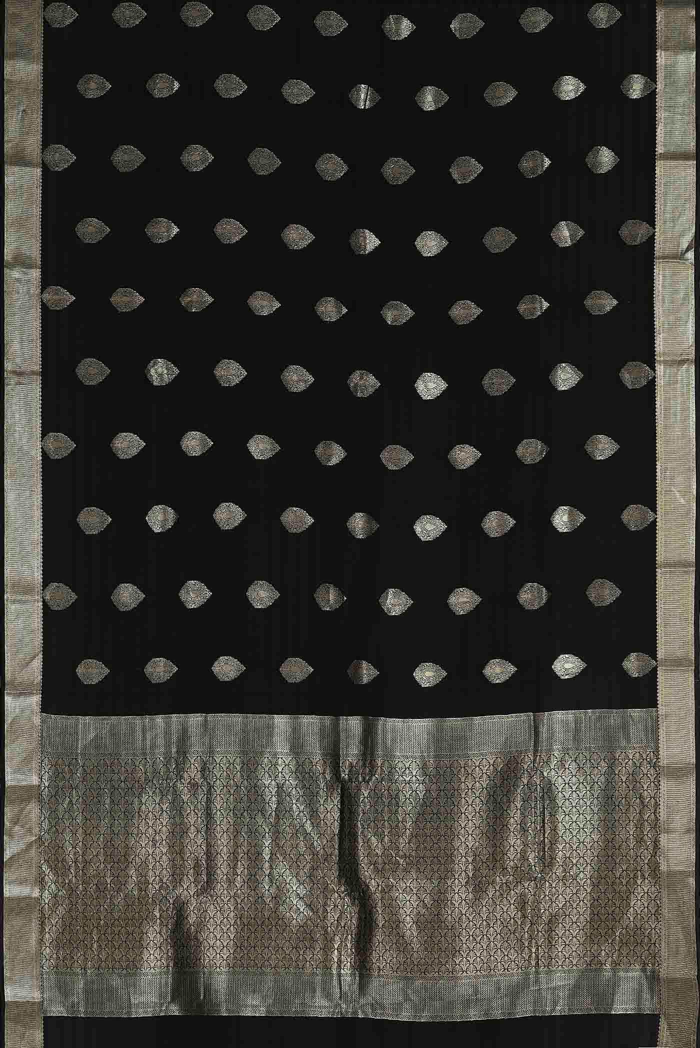 Black Mysore Crepe Saree