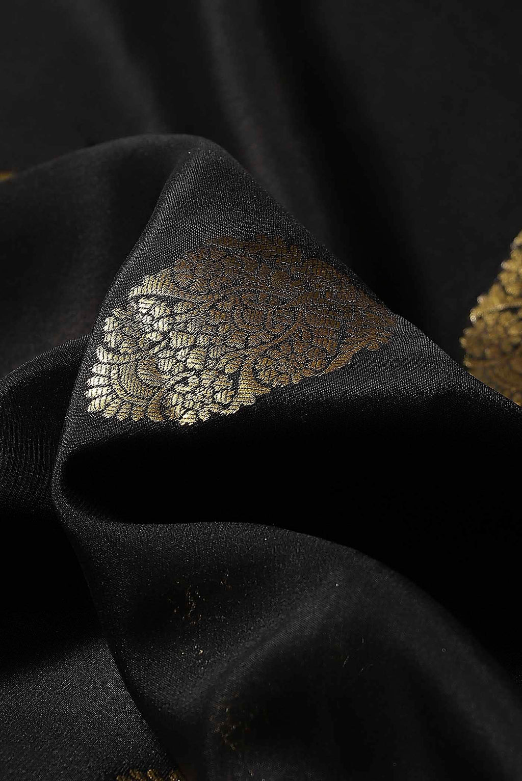 Black Mysore Crepe Saree