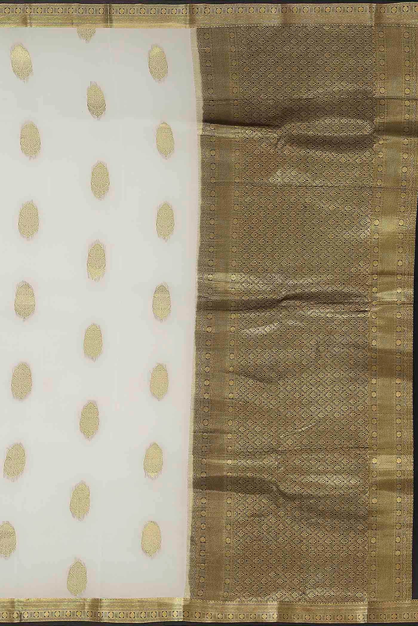 Cream Mysore Crepe Saree