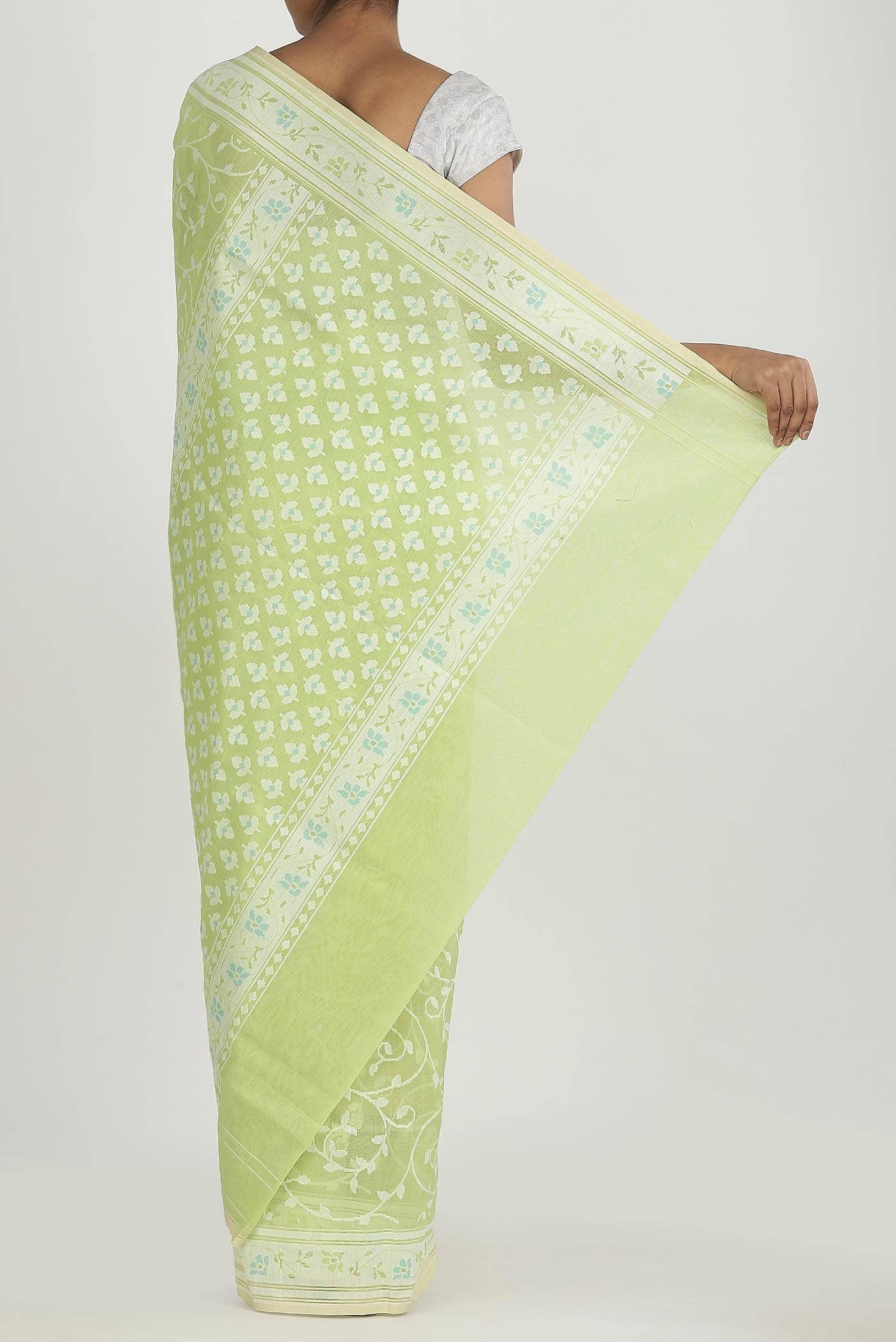 Green Banarasi Kora Silk Saree