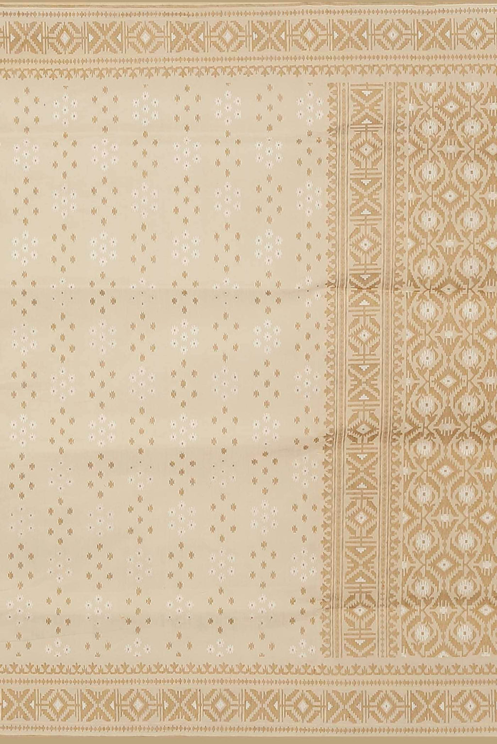 Beige Banarasi Kora Silk Saree