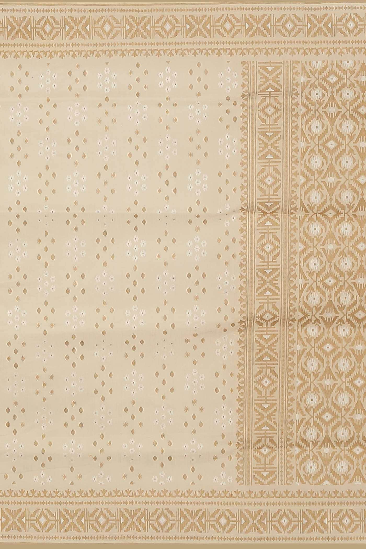 Beige Banarasi Kora Silk Saree