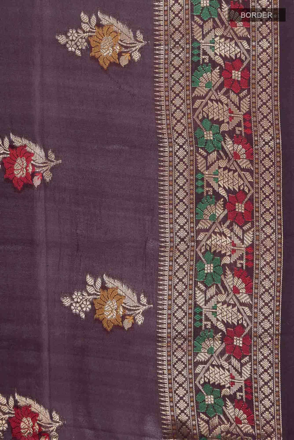 Dark Mauve Banarasi Raw Silk Saree