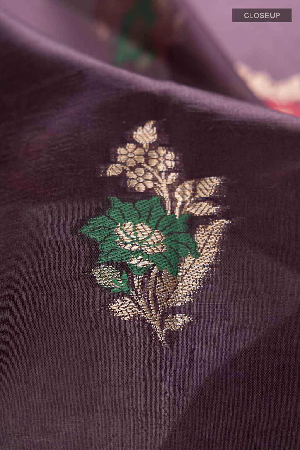Dark Mauve Banarasi Raw Silk Saree
