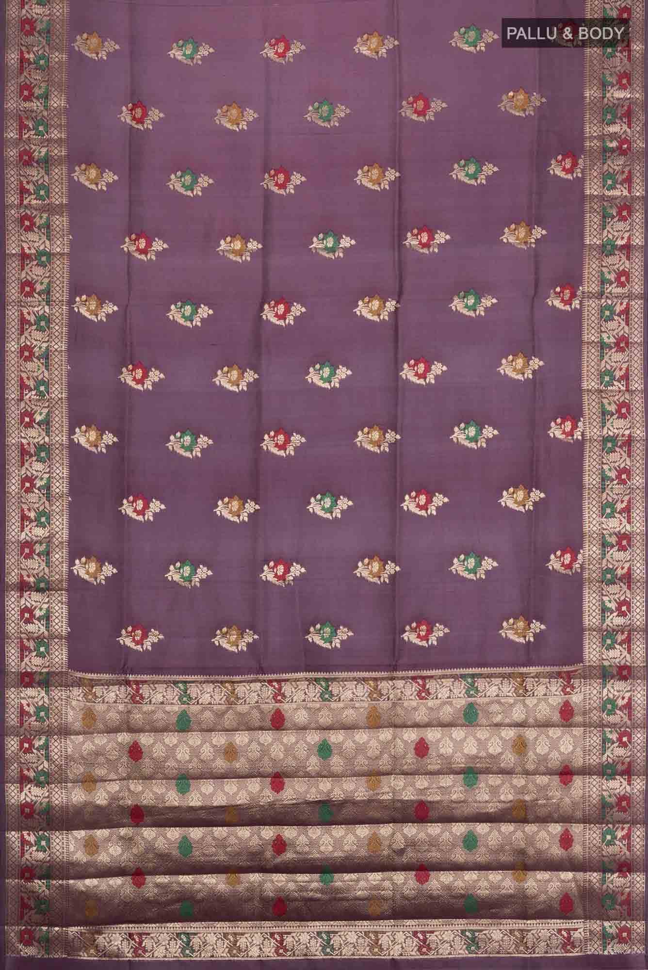 Dark Mauve Banarasi Raw Silk Saree
