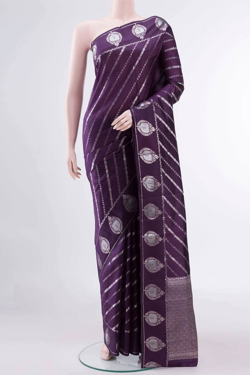 Dark Mauve Banarasi Raw Silk Saree