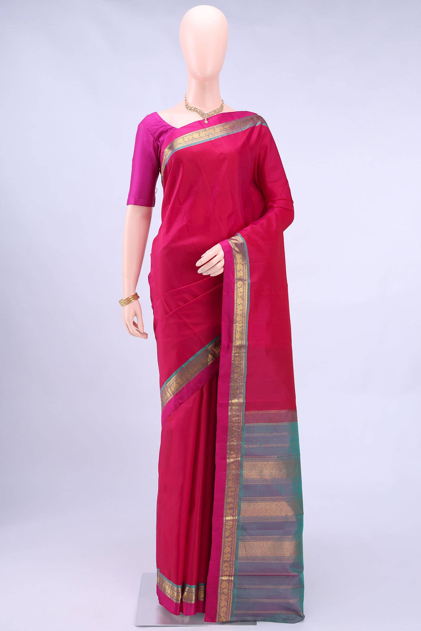 Dark Pink Kanchipuram Silk Saree