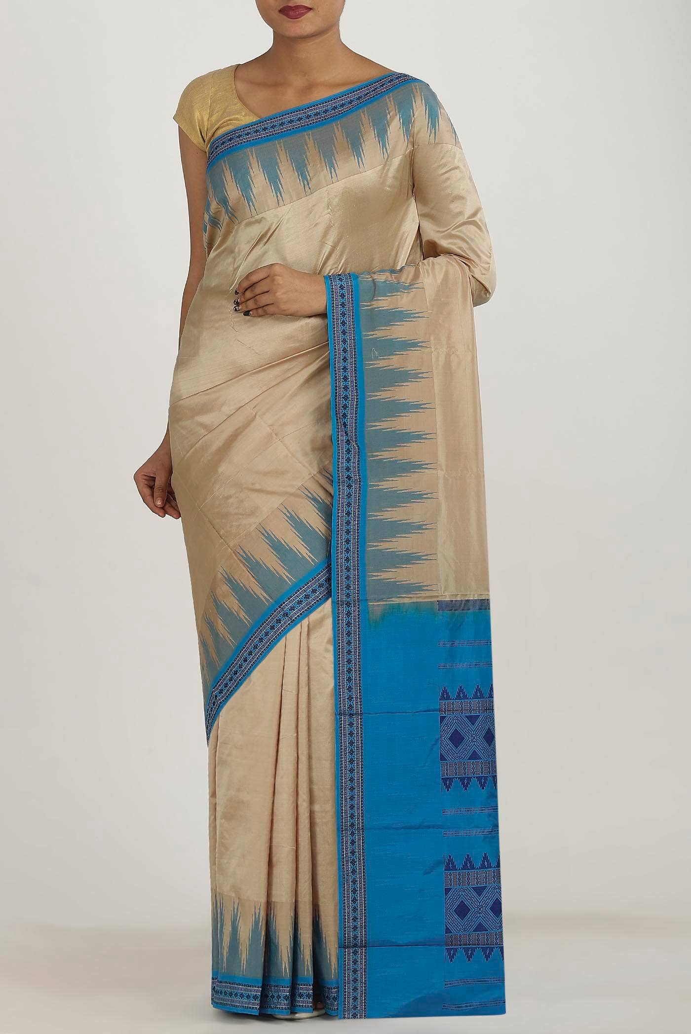 Beige Bangalore Silk Saree
