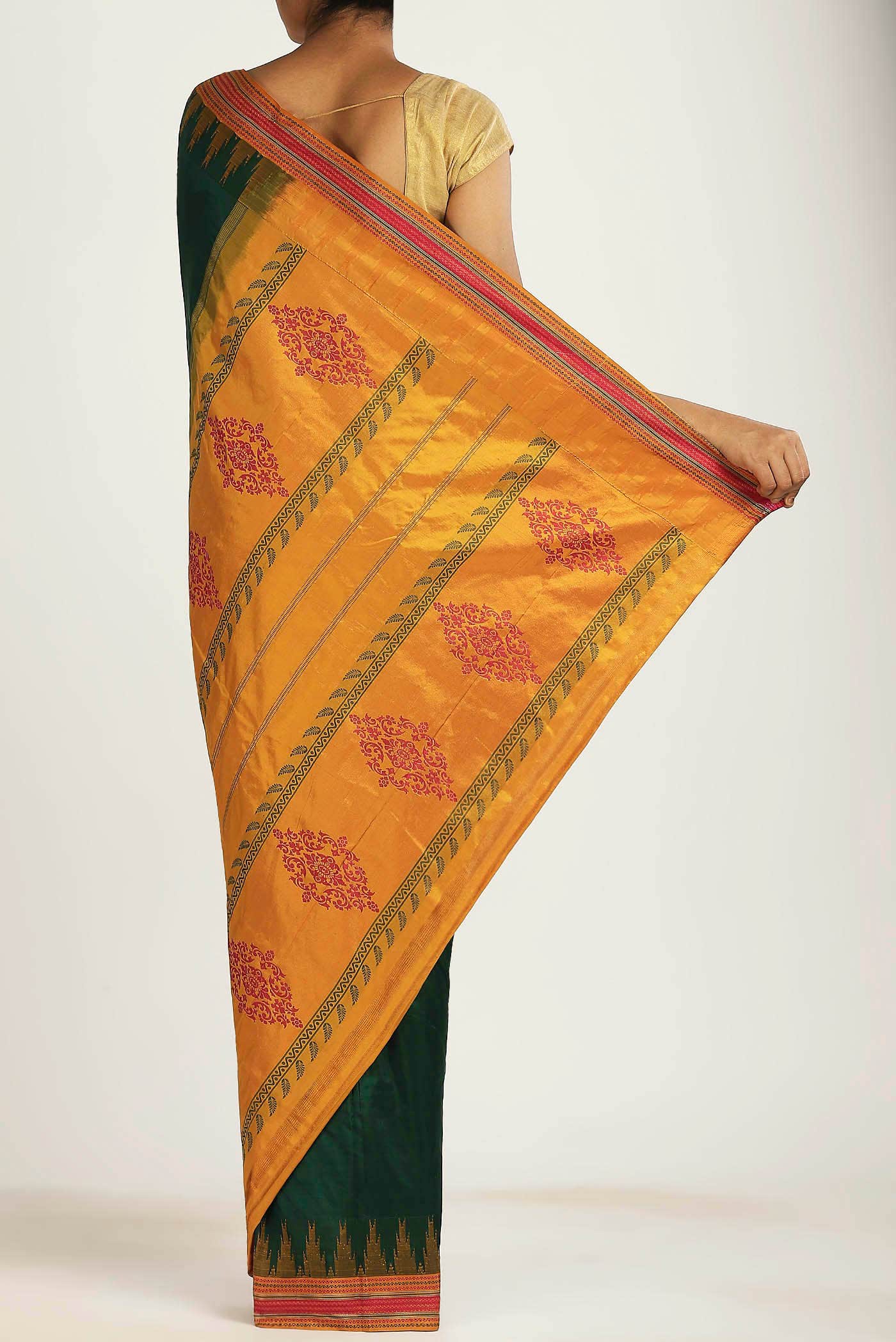 Bottle Green Bangalore Silk Saree