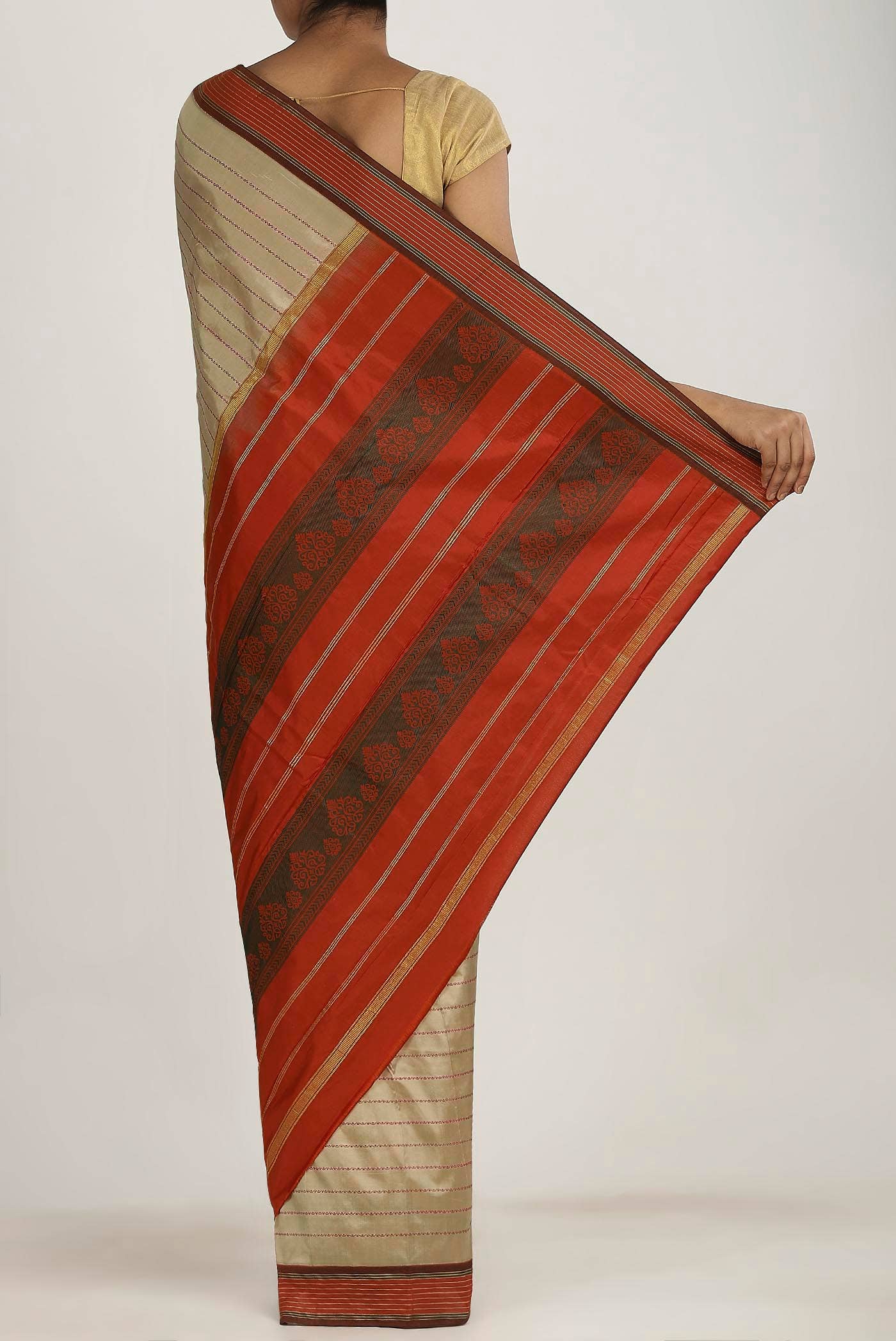Beige Bangalore Silk Saree