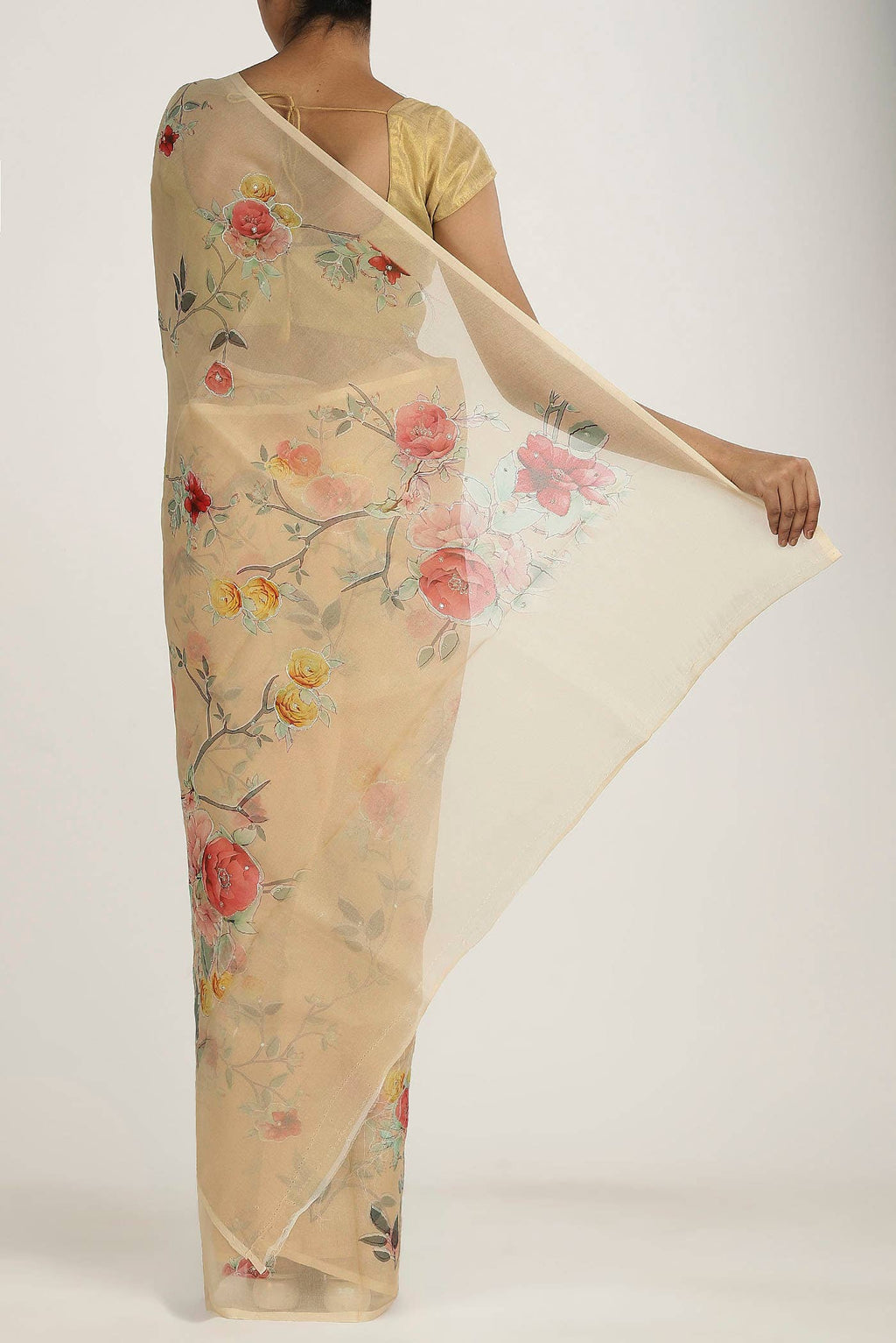 Sandal Organza Silk Saree