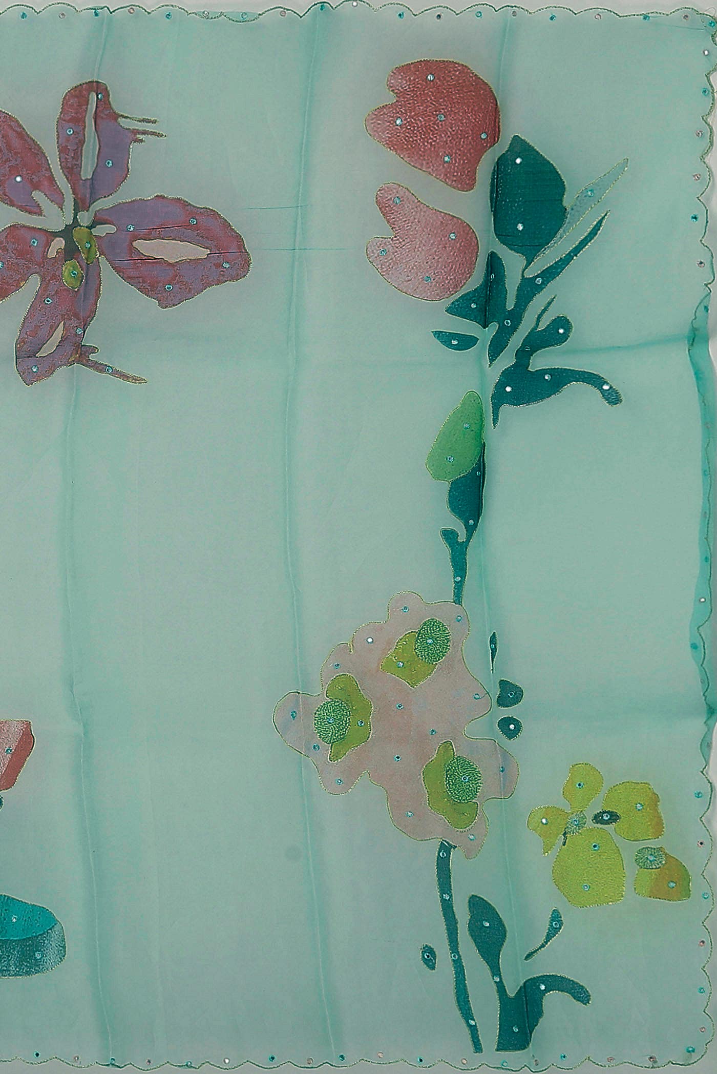Mint Green Organza Silk Saree
