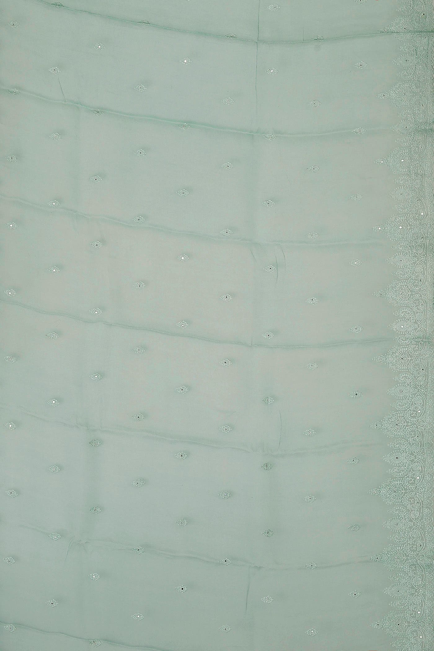 Mint Green Organza Silk Saree