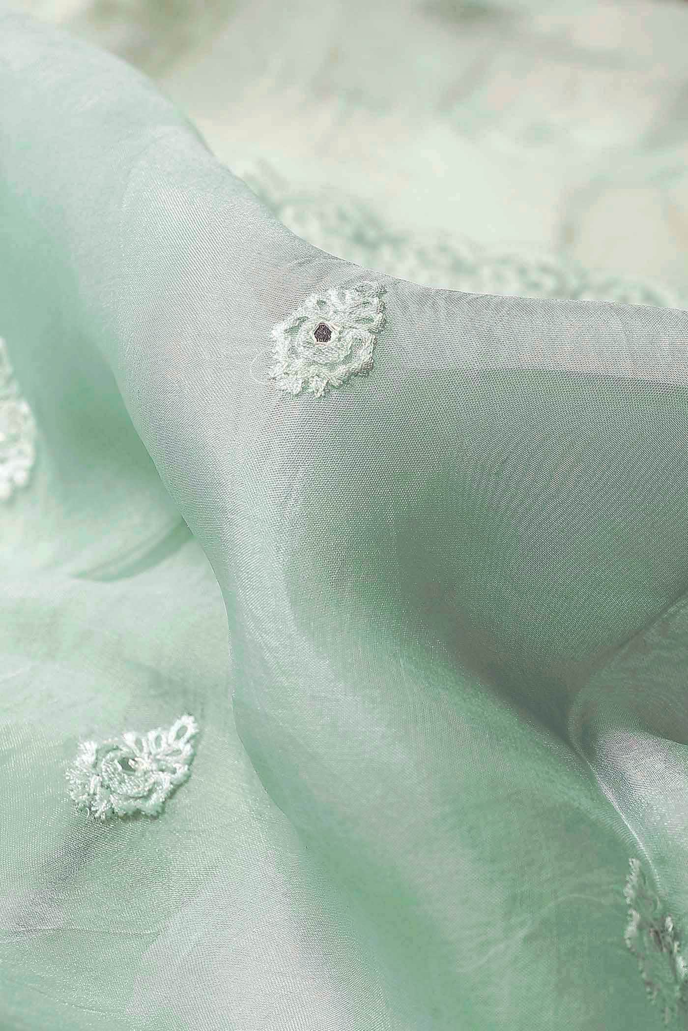Mint Green Organza Silk Saree