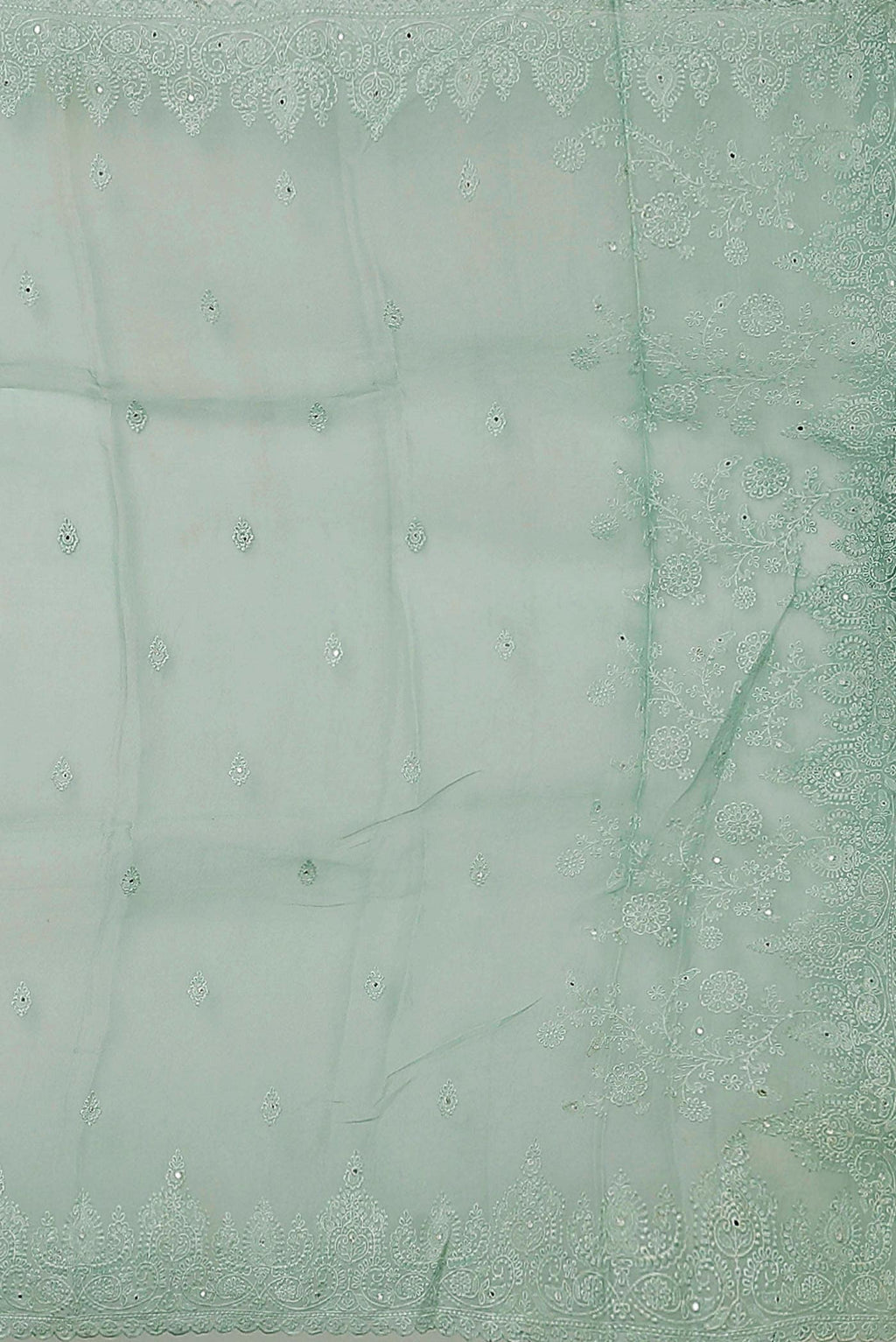 Mint Green Organza Silk Saree