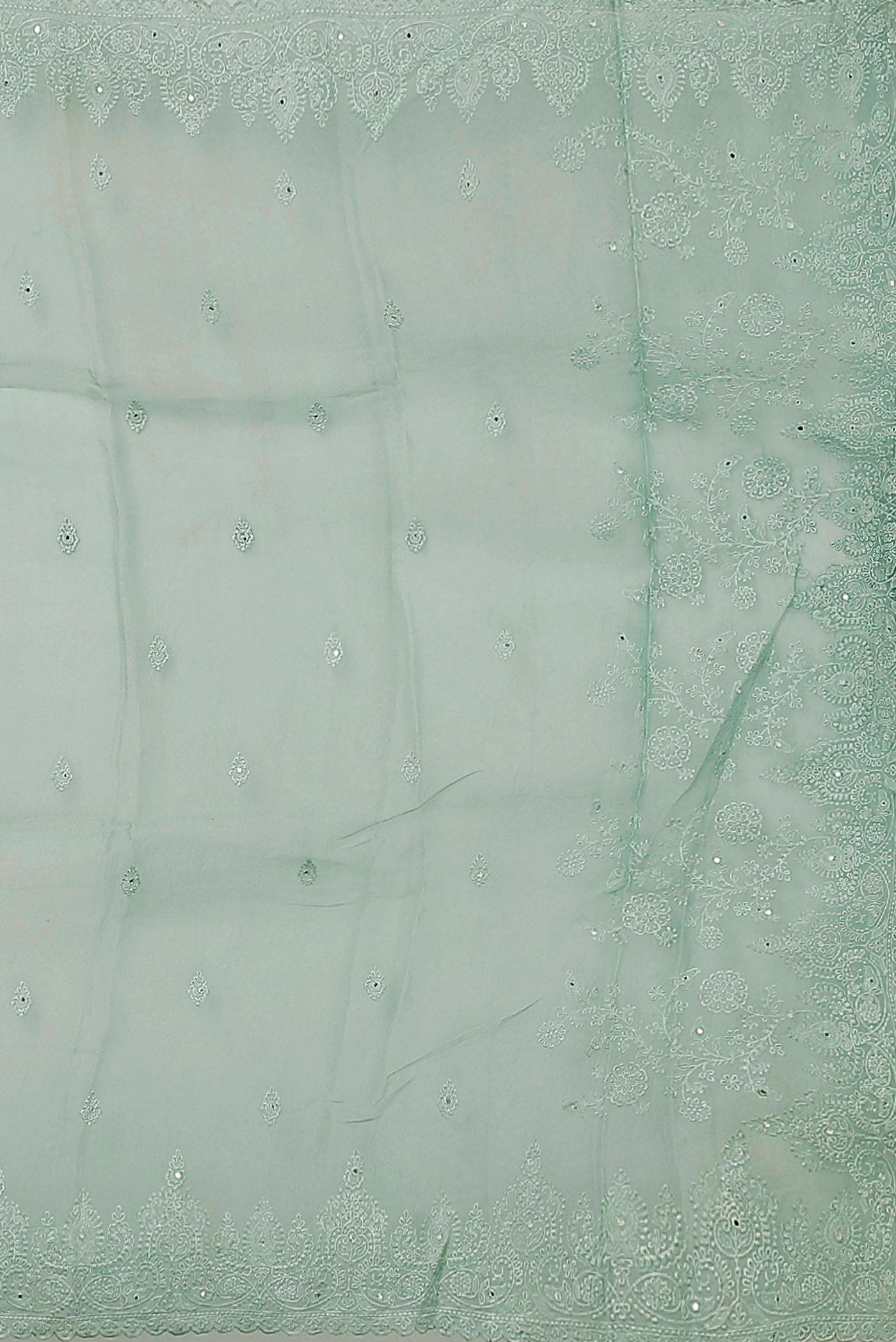 Mint Green Organza Silk Saree