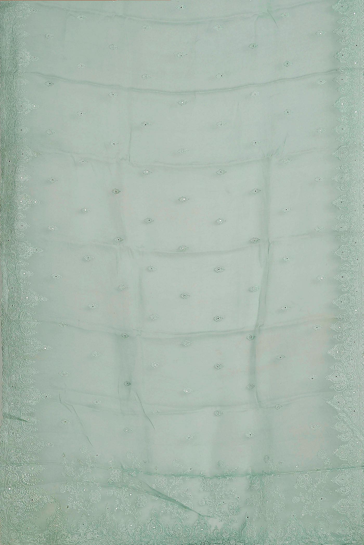 Mint Green Organza Silk Saree
