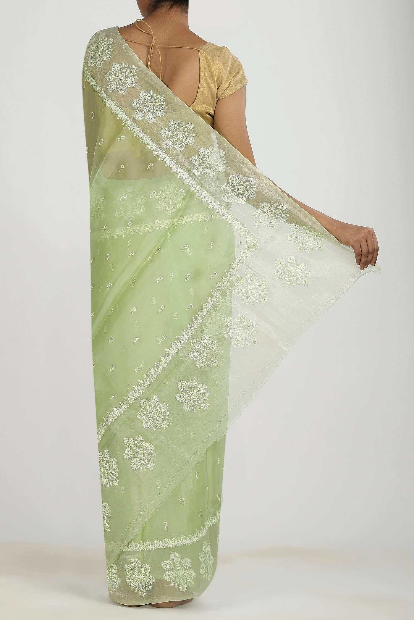 Pista Green Organza Silk Saree