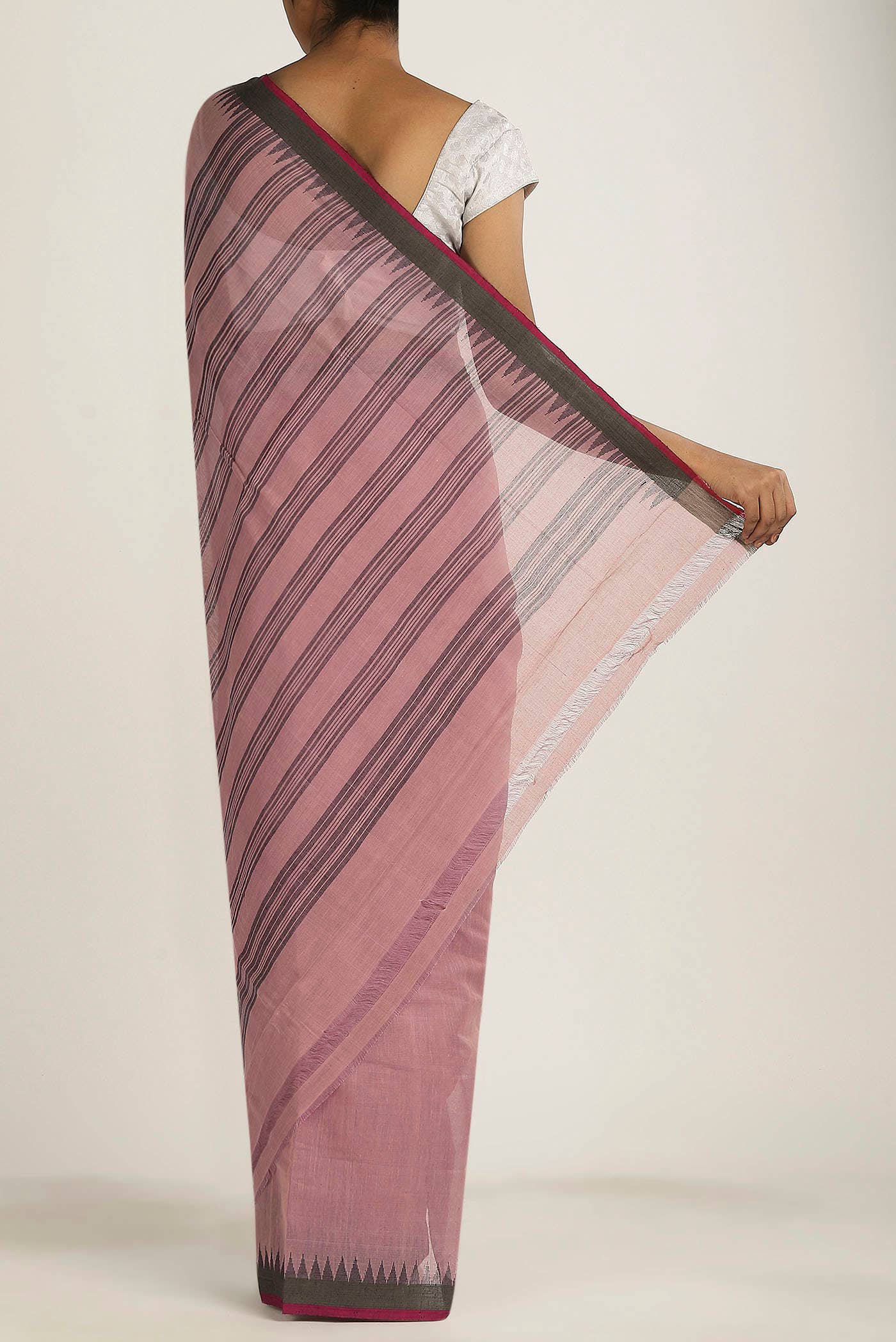 Rose pink Mangalagiri Cotton Saree