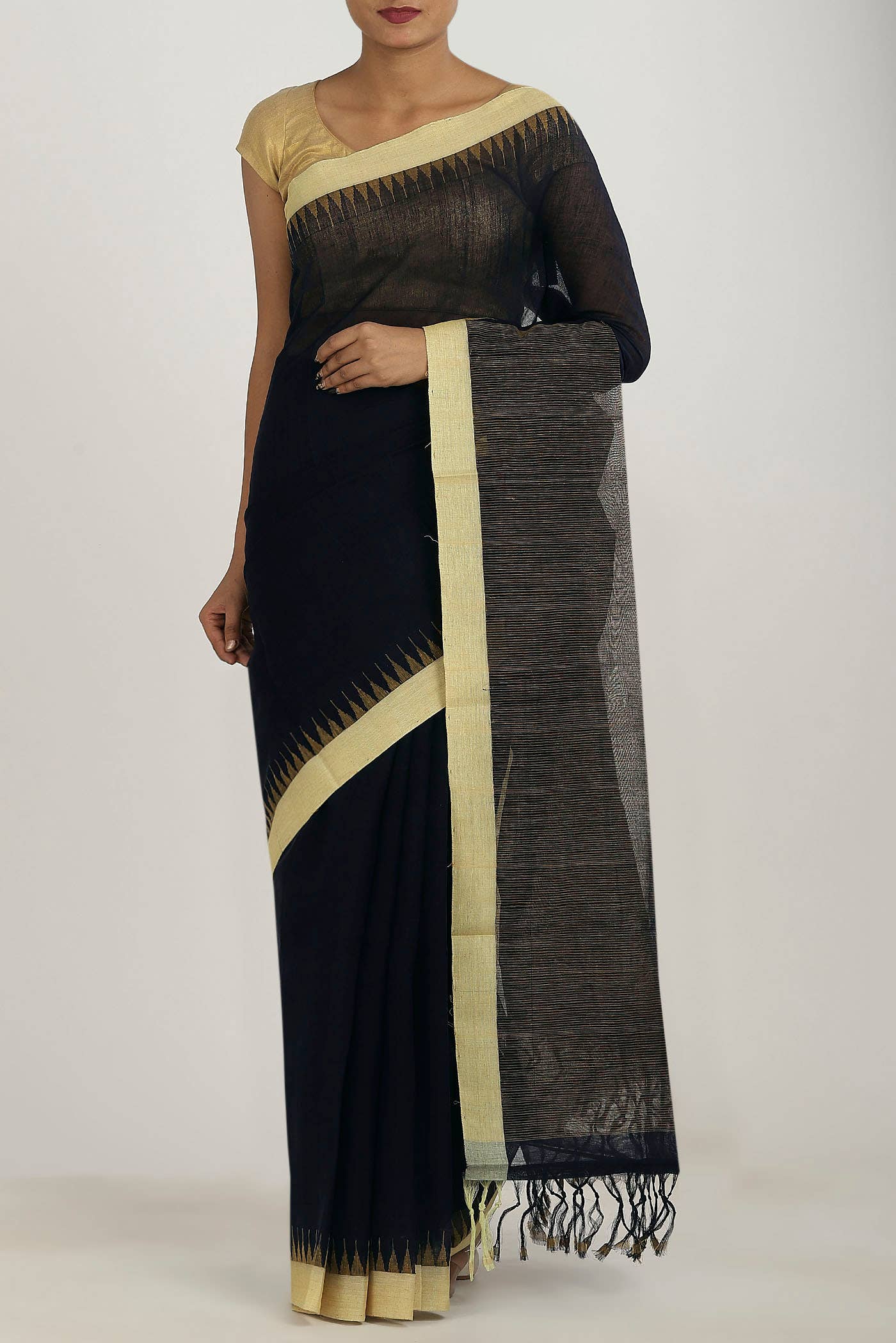 Black Mangalagiri Cotton Saree