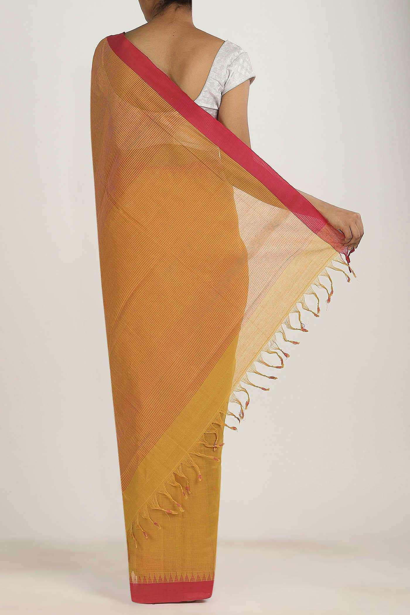 Yellow Mangalagiri Cotton Saree