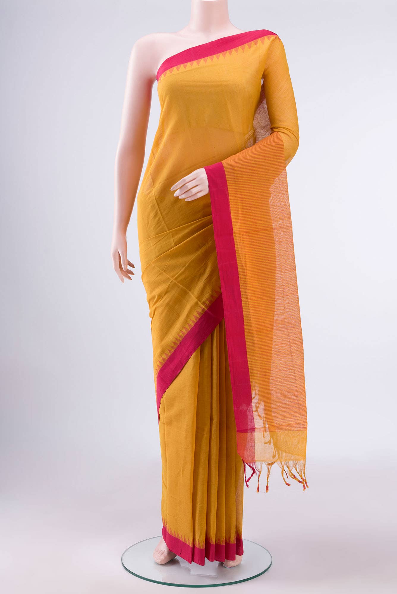 Mustard Coimbatore Cotton Saree