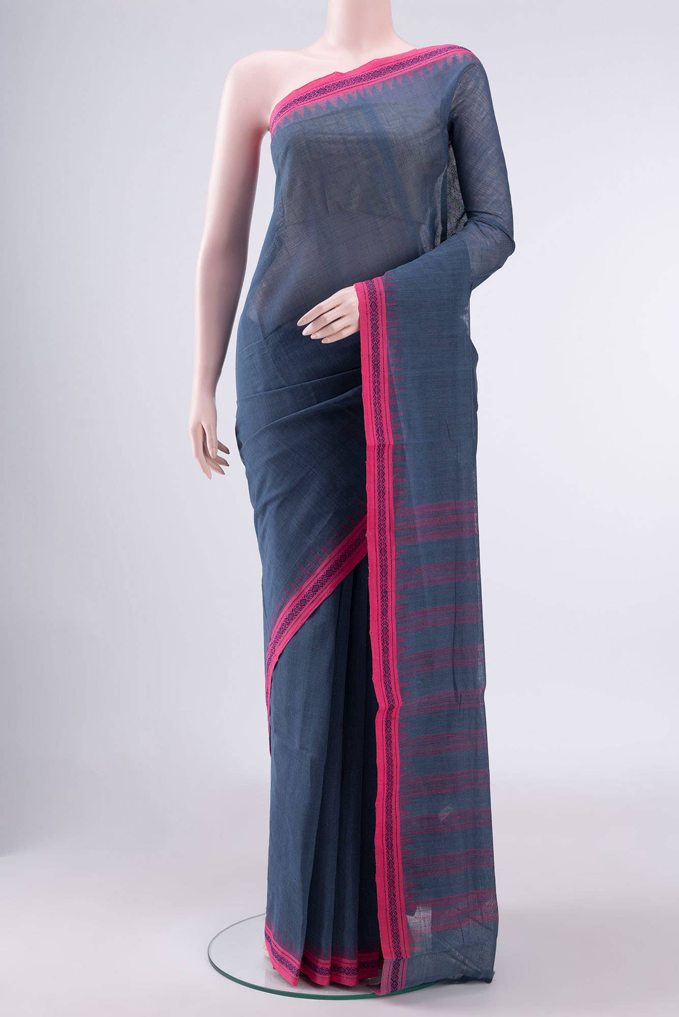 Blue Khadi Cotton Saree