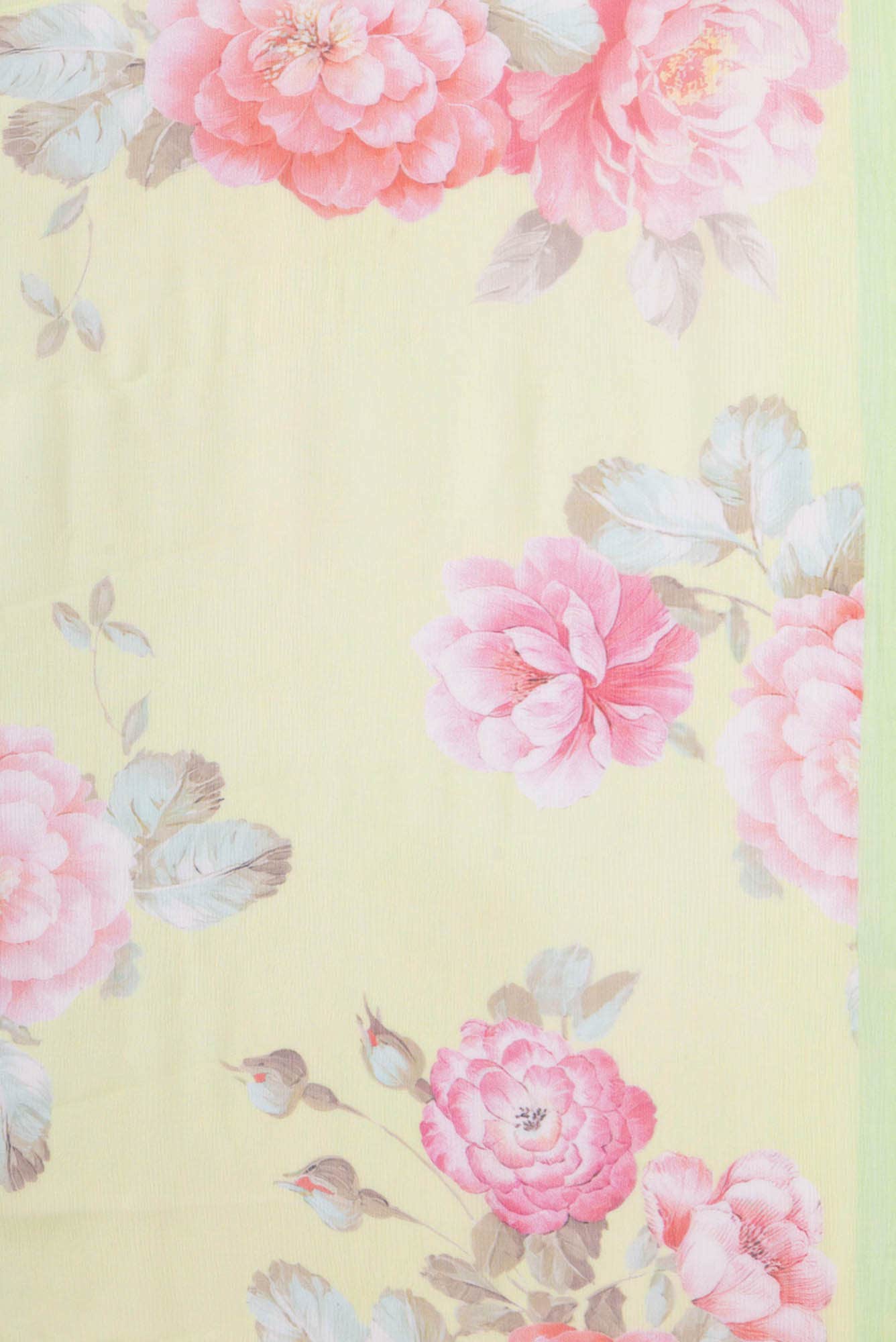 Acid Green Chiffon Saree