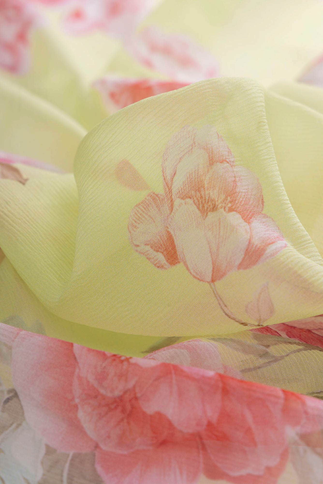 Acid Green Chiffon Saree