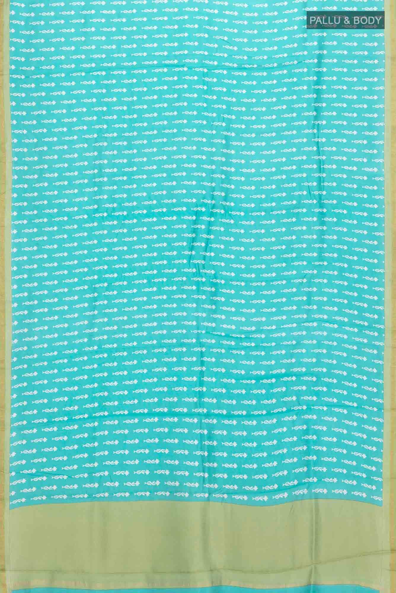 Turquoise Chanderi Silk Cotton Saree