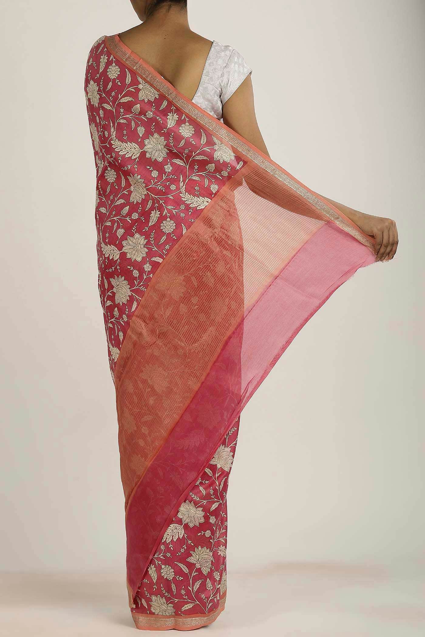Pink Chanderi Silk Cotton Saree