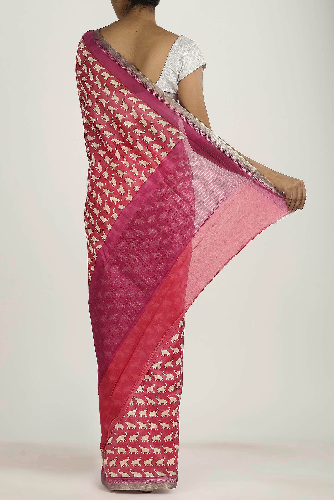 Coral Chanderi Silk Cotton Saree