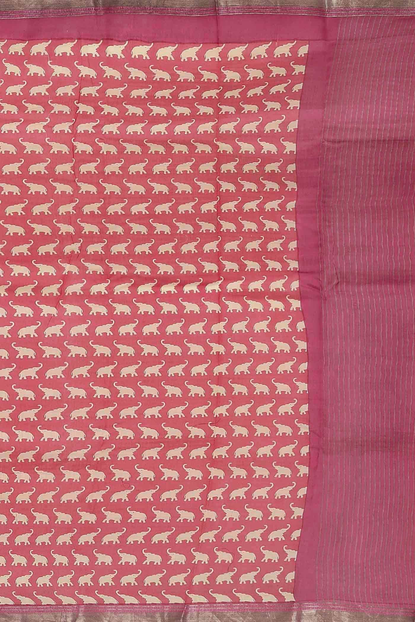 Coral Chanderi Silk Cotton Saree