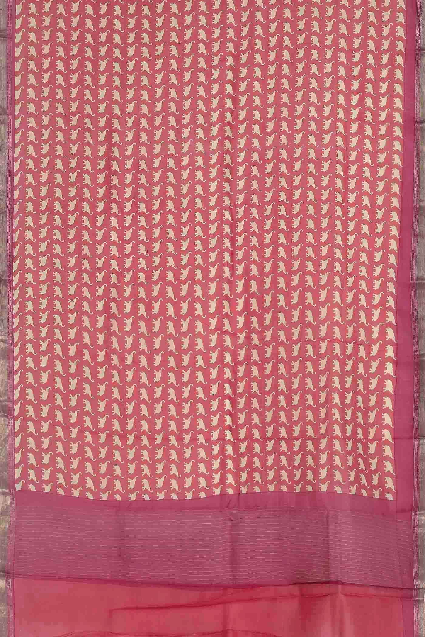 Coral Chanderi Silk Cotton Saree