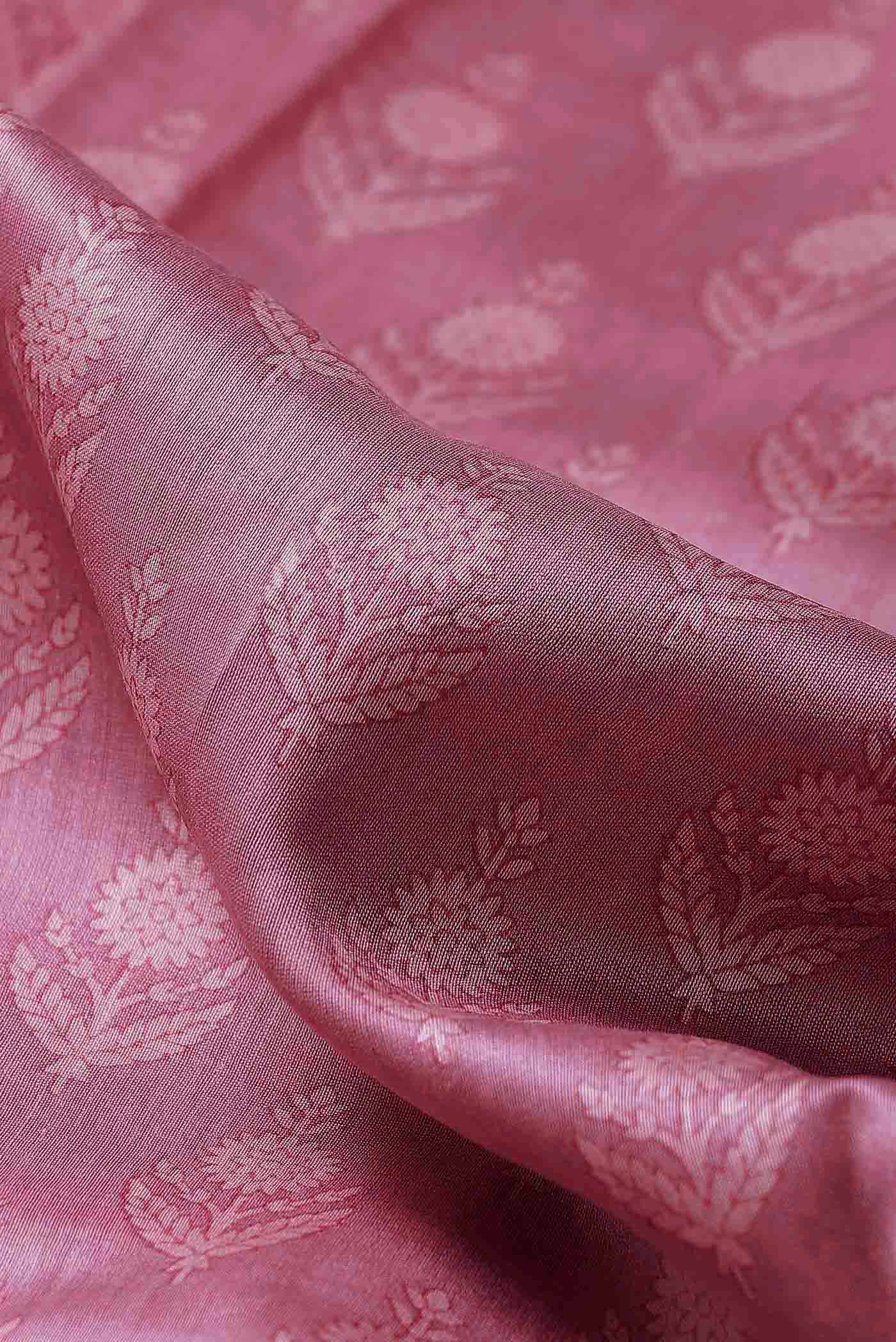 Rose pink Chanderi Silk Cotton Saree